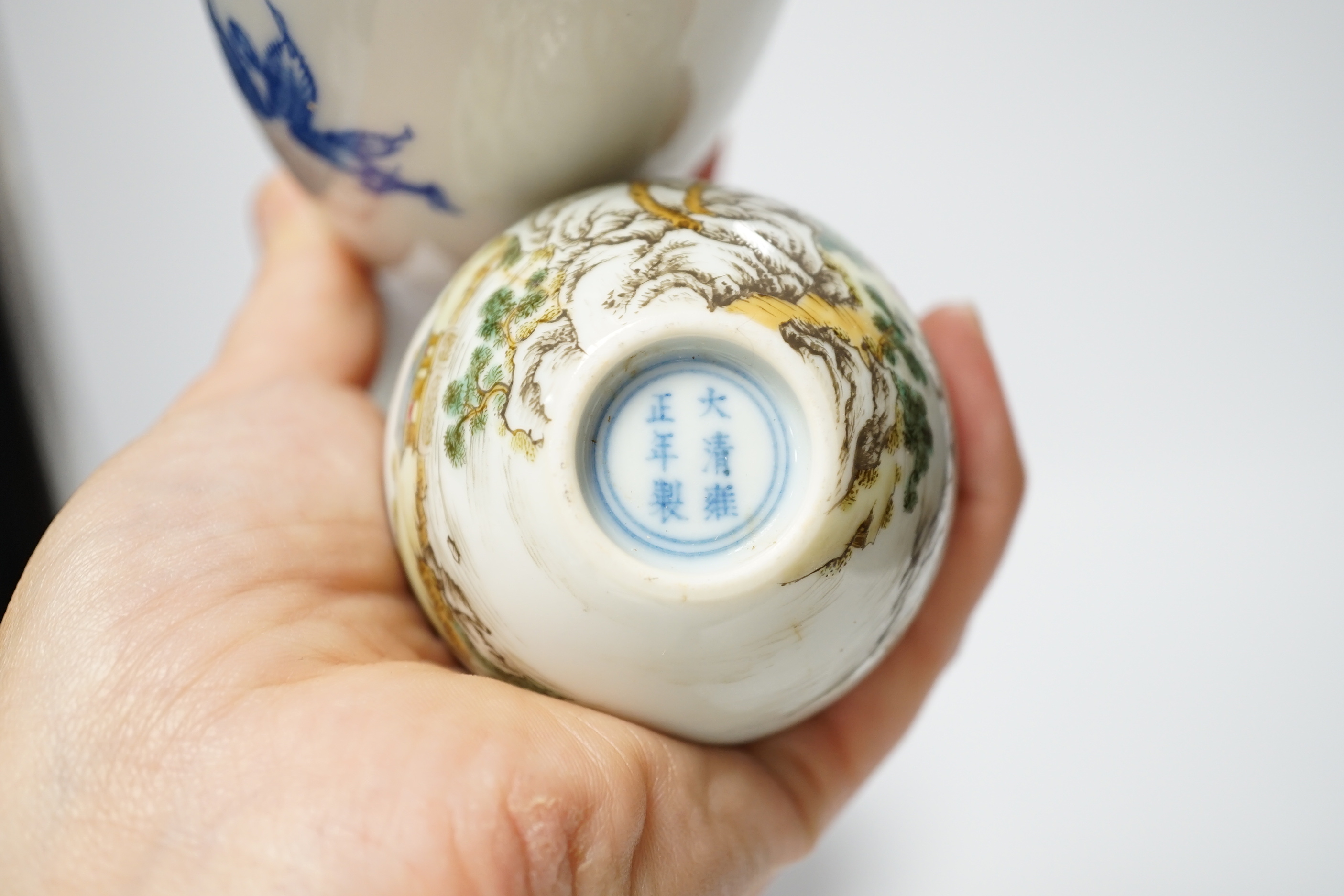 Three Chinese porcelain vases, tallest 19cm